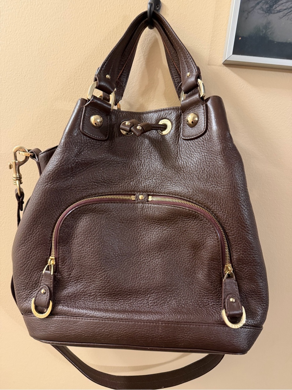 Bally Classic Brown Leather Women's Tote with Gold Hardware
